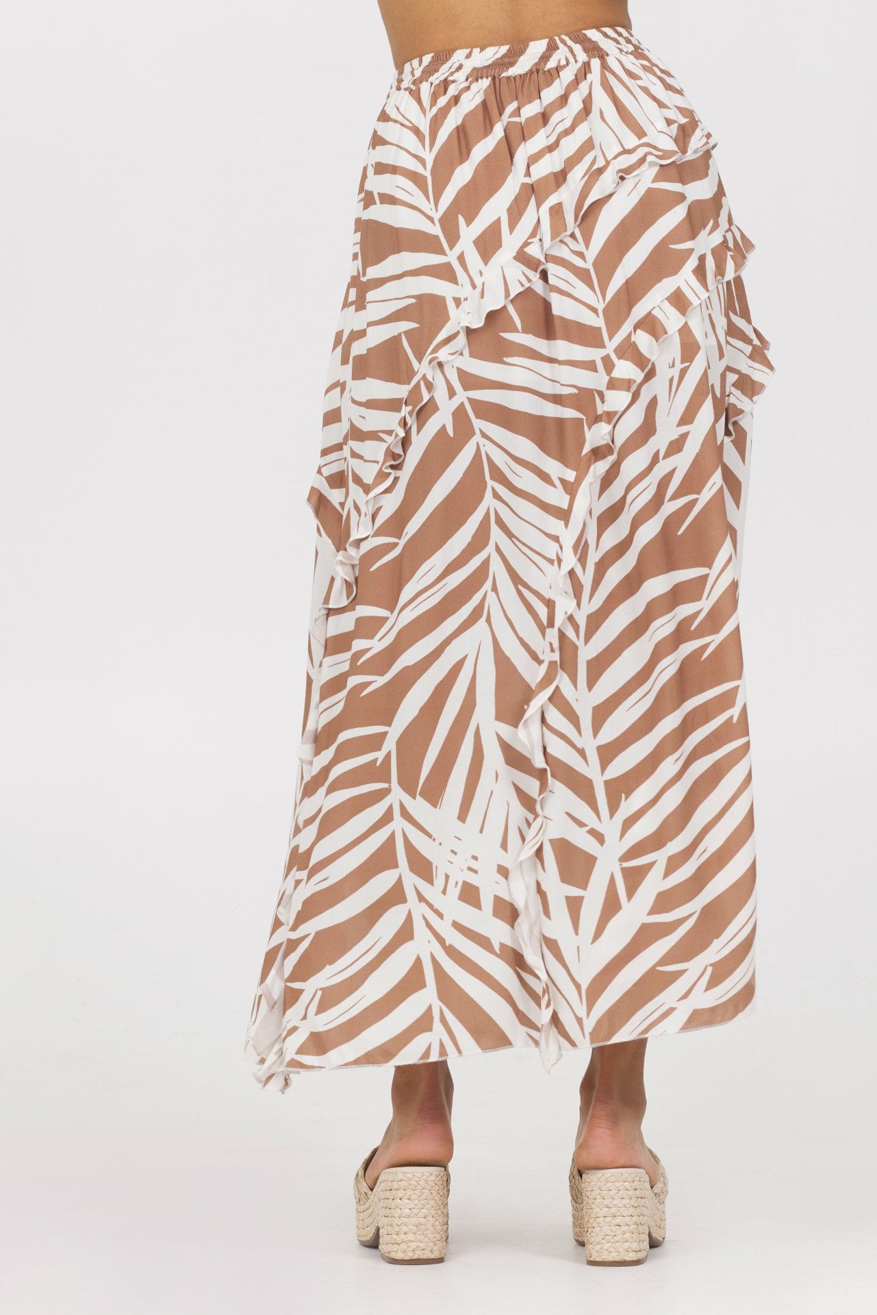 Printed Rayon Ruffle Maxi Skirt | Vintage Havana Women