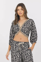 Animal Print Twist Front Top | Vintage Havana Women