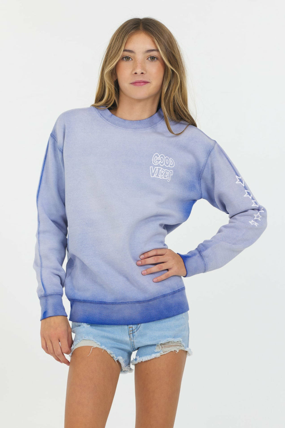 Washed Lilac ’Good Vibes’ Oversized Crewneck | Vintage Havana Clothing