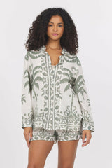 Border Print Top + Shorts 2-Piece Set | Vintage Havana Women