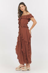 Sedona Sand Ruffle Top + Skirt 2-Piece Set | Vintage Havana Women