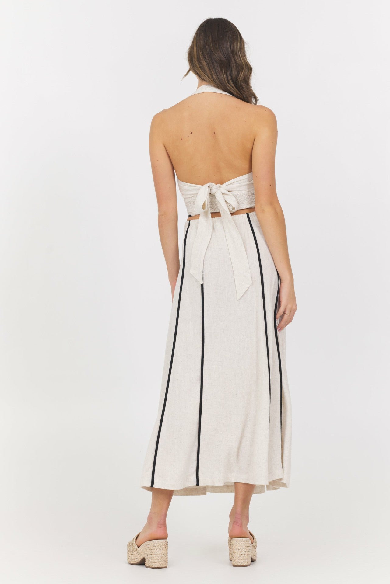 Linen Blend Halter + Maxi Skirt 2-Piece Set | Vintage Havana Women