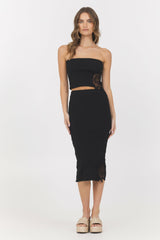 Black Rib Top + Skirt 2-Piece Set | Vintage Havana Women