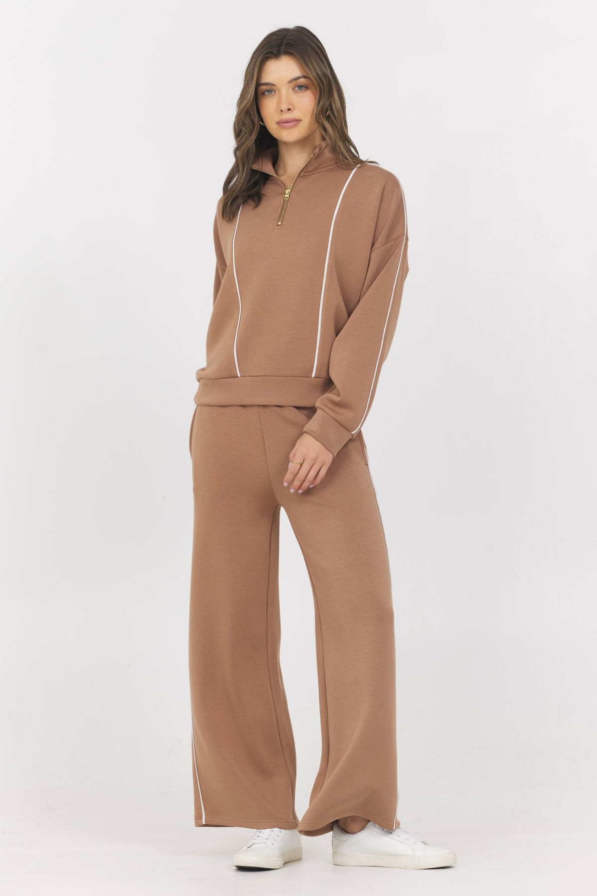 Cloud Wide Leg Pant + Quarter Zip 2-Piece Set | Vintage Havana Women