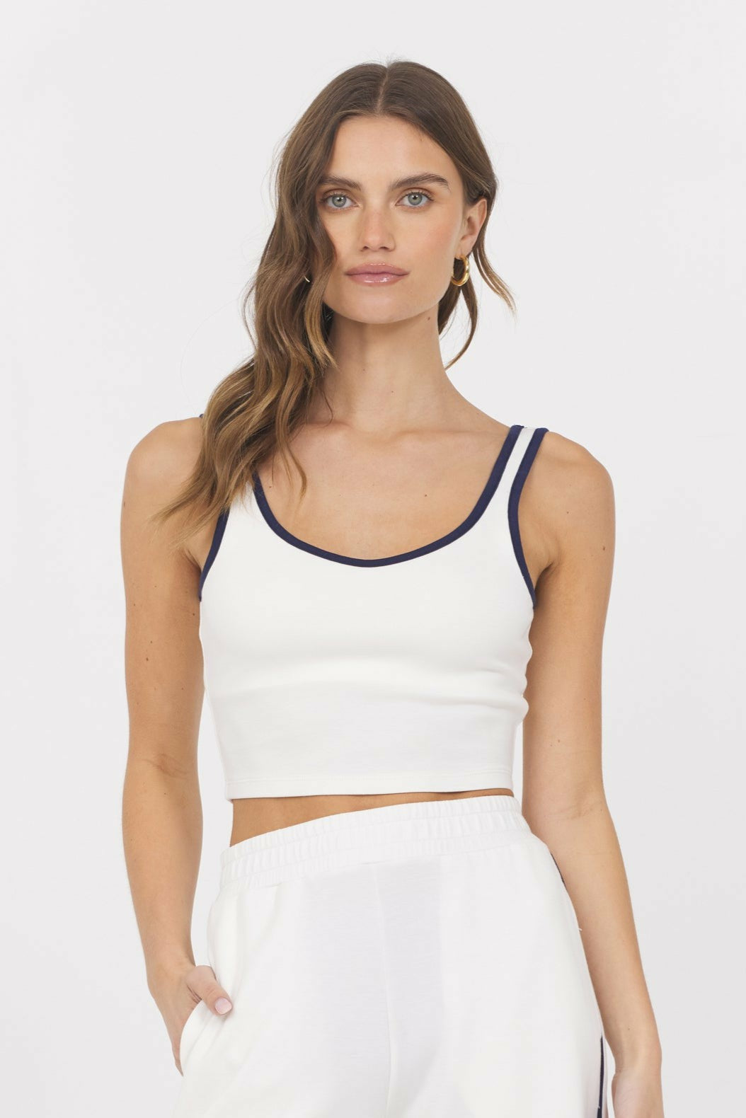 White Navy Cloud Tank + Shorts 2-Piece Set | Vintage Havana Women