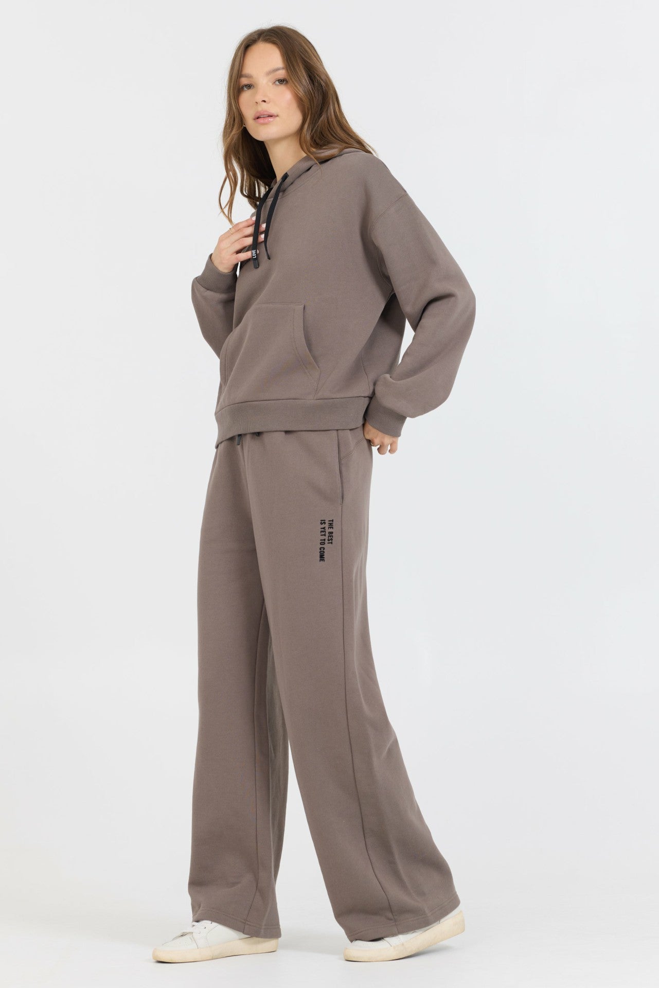 Taupe Grey Pant + Hoodie 2-Piece Set | Vintage Havana Women