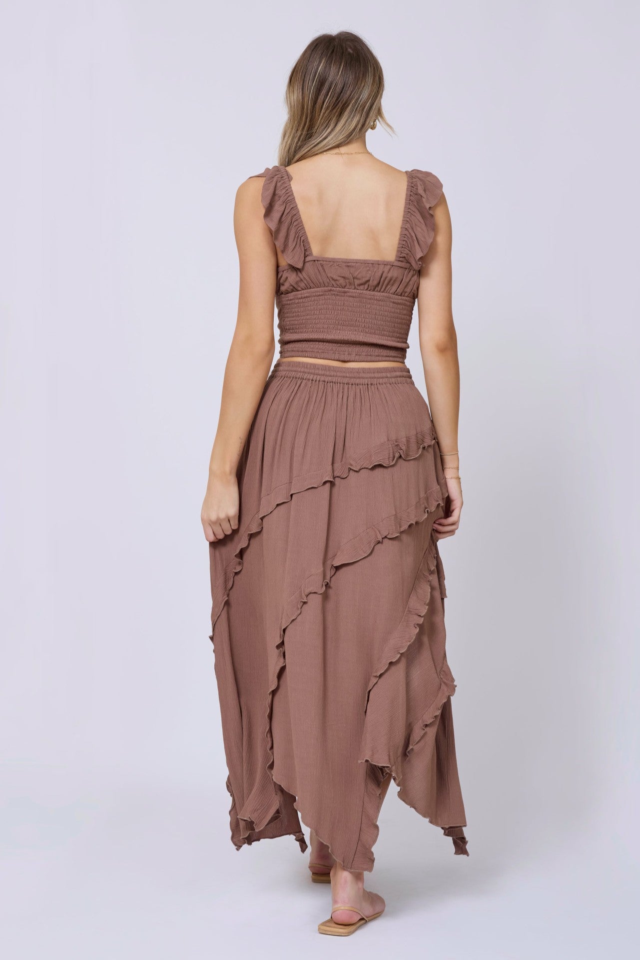 Washed Mocha Skirt + Top 2-Piece Set | Vintage Havana Women