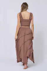 Washed Mocha Skirt + Top 2-Piece Set | Vintage Havana Women