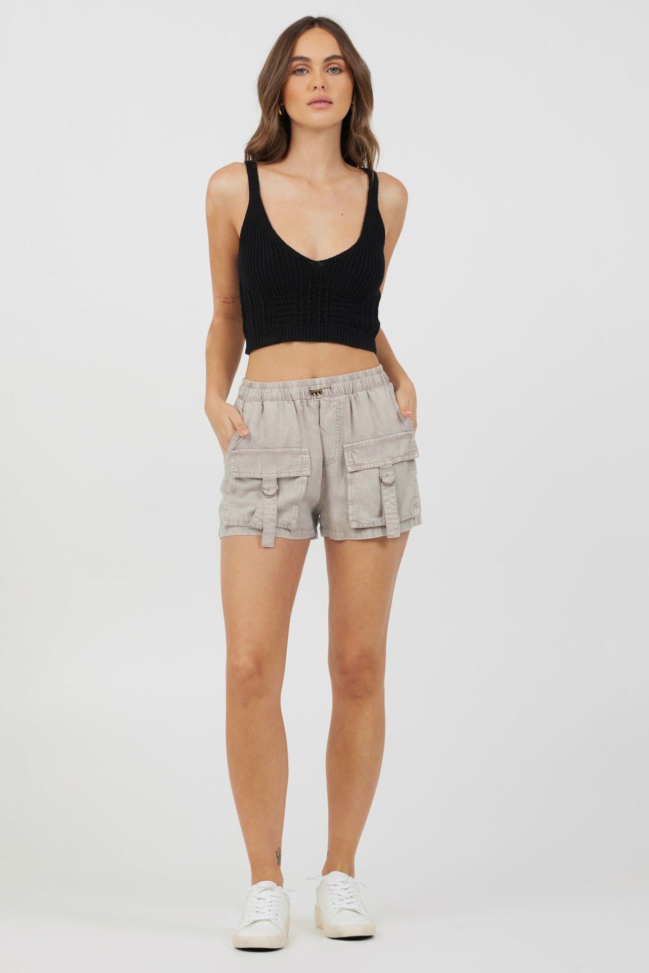 Khaki Tencel Shorts + Blazer 2-Piece Set | Vintage Havana Women