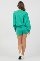 Caribbean Turquoise Shorts + Crew 2-Piece Set | Vintage Havana Women