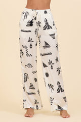 SURF Beach Vibe Printed Satin Wide Leg Pant | Vintage Havana Women