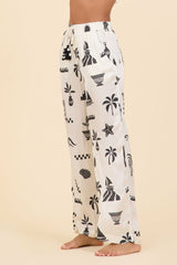 SURF Beach Vibe Printed Satin Wide Leg Pant | Vintage Havana Women