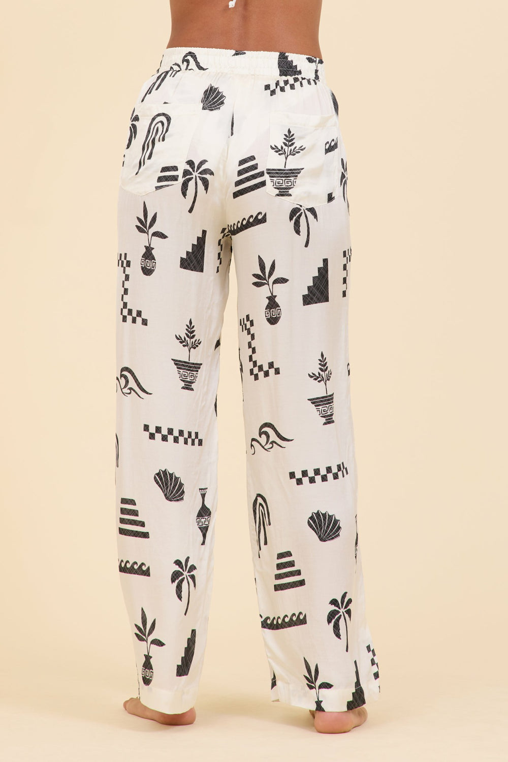 SURF Beach Vibe Printed Satin Wide Leg Pant | Vintage Havana Women