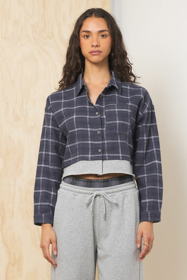 Flannel Shirt w/ French Terry Hem | Vintage Havana Women