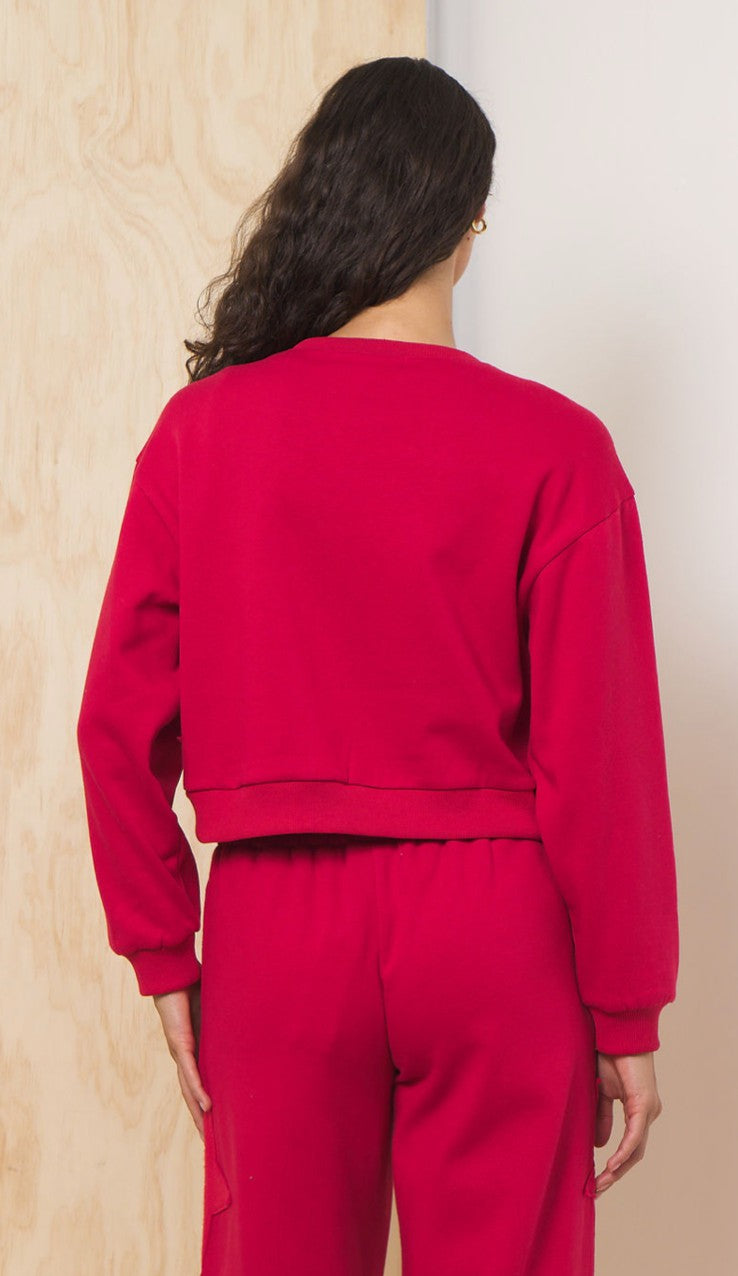 Fleece Crewneck w/ Star Applique | Vintage Havana Women
