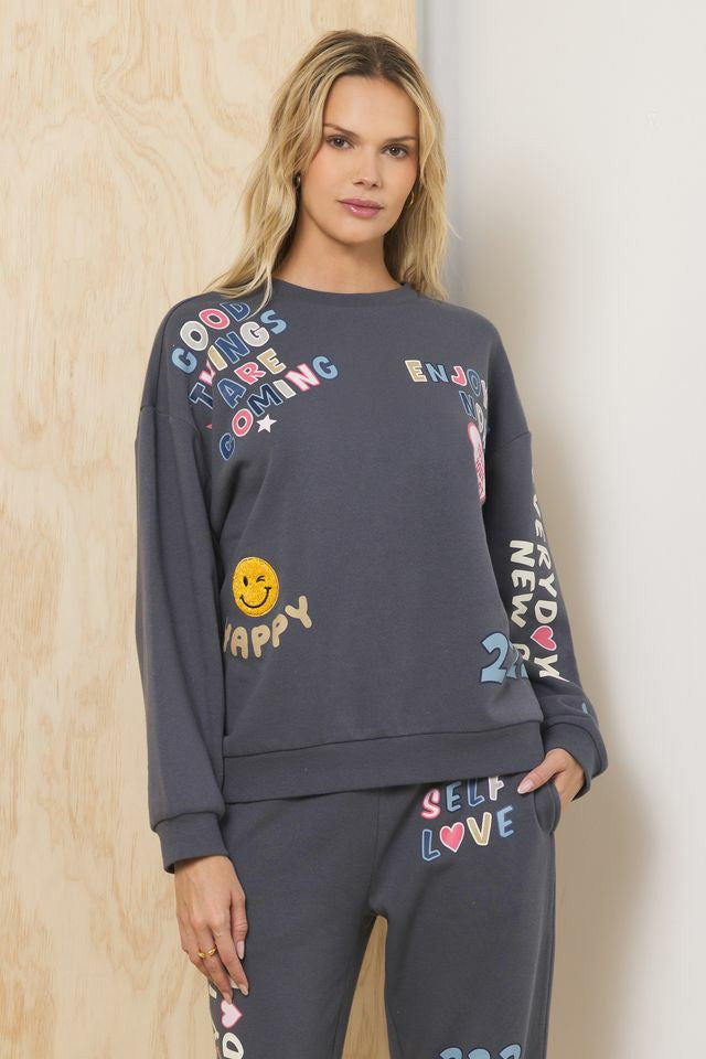 Printed Surf Wash Crew w/ Patches | Vintage Havana Women