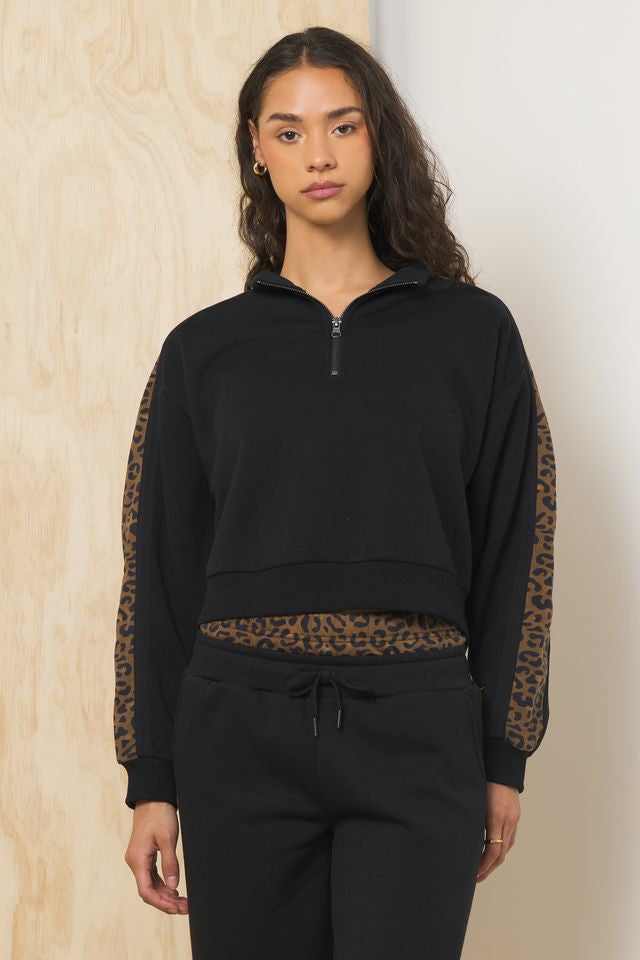 Heavy Surfwash Quarter Zip w/ Printed Insert | Vintage Havana Women