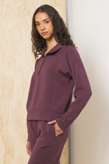 Cloud Fleece Collared Quarter Zip Up | Vintage Havana Women