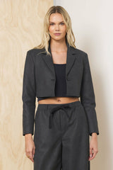 Faux Leather Cropped Blazer | Vintage Havana Women