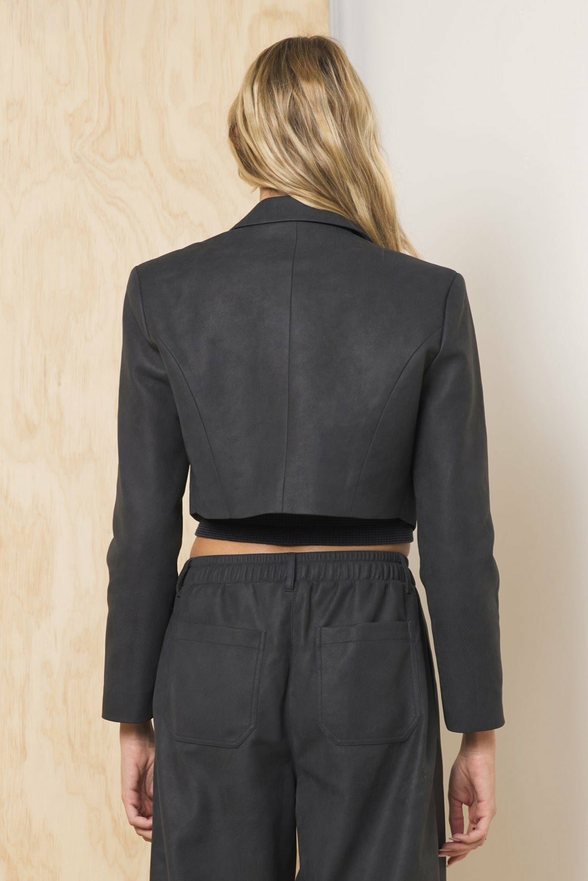 Faux Leather Cropped Blazer | Vintage Havana Women