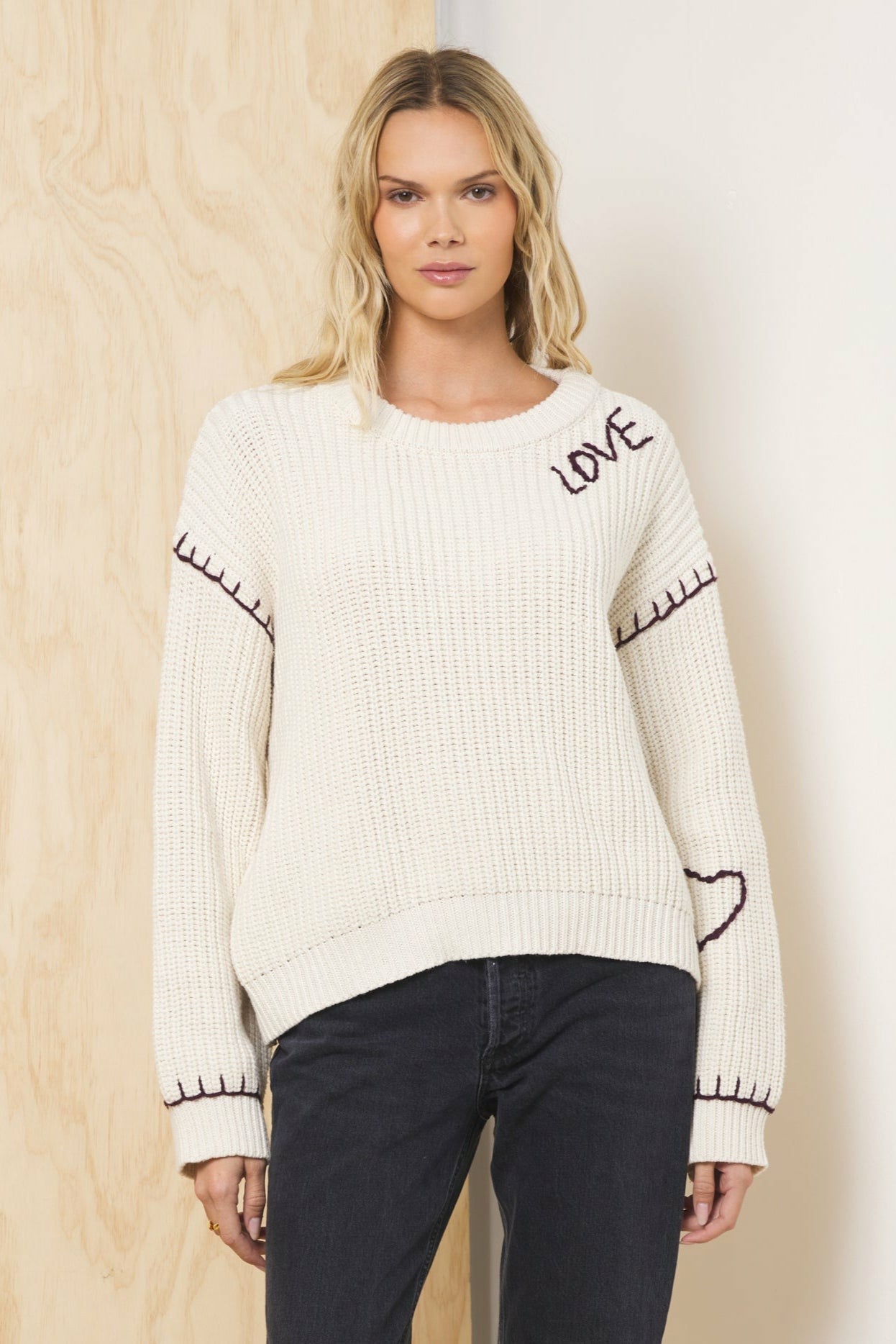 Whipstitch Detail Sweater | Vintage Havana Women