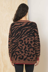 V Neck Jacquard Sweater | Vintage Havana Women