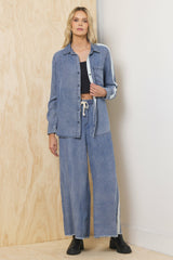 Tencel Shirt w/ Contrast Taping | Vintage Havana Women