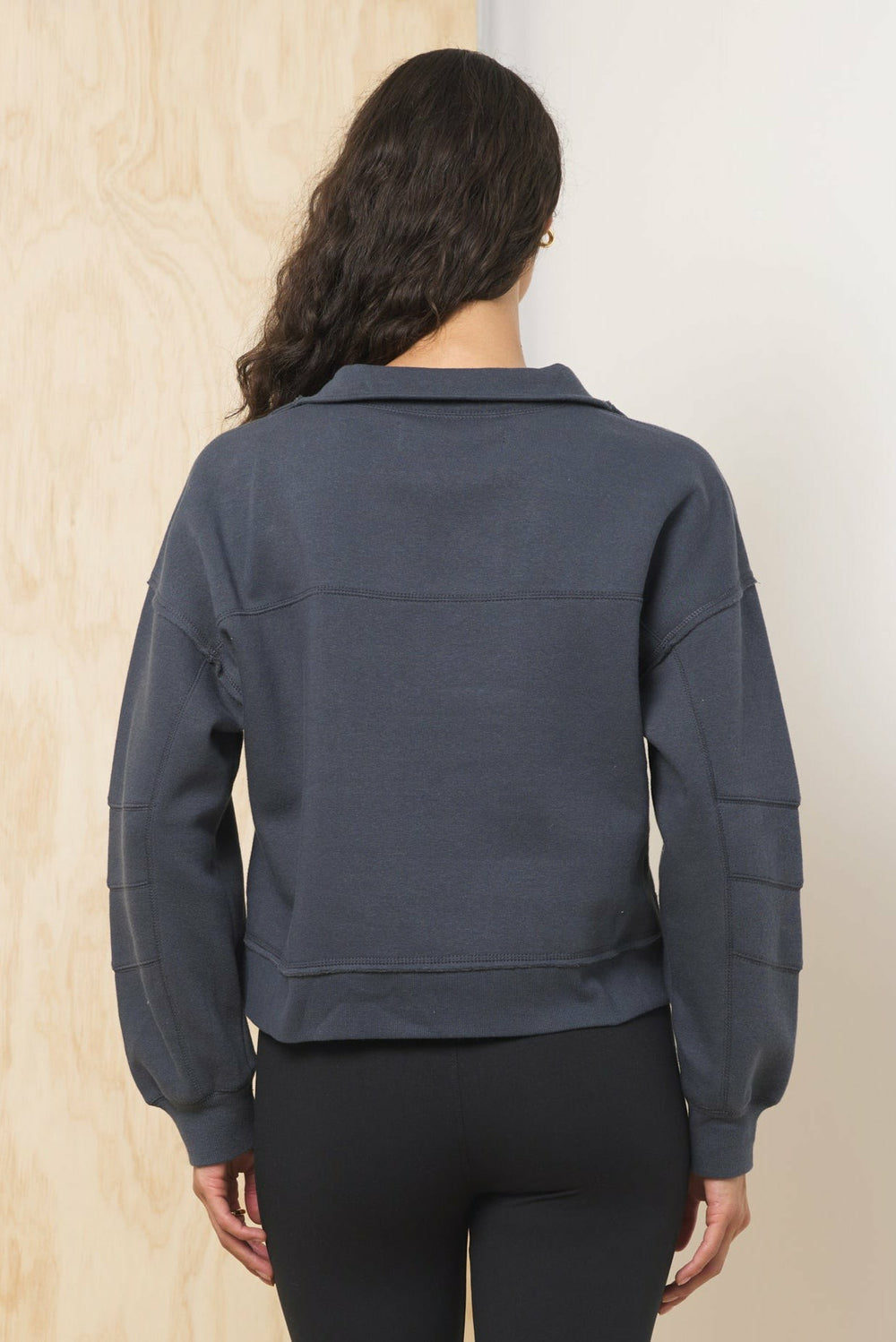 Surf Wash Henley Sweatshirt in Charcoal | Vintage Havana Women